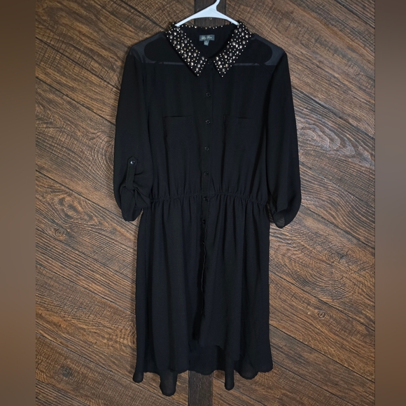 Lily Rose Dresses & Skirts - Lily Rose Black See Through Dress with Embellished Studded Collar XL